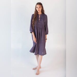 MATTA NYC Indian Silk Mini Midi Dress Nightgown Kaftan Slip Print Belt 3/4 Beach